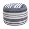 Laddha Home Designs 18" Navy and White Seaside Striped Handcrafted Round Pouf Ottoman